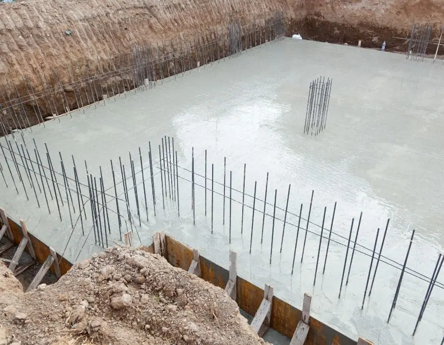 fondations en béton pour nouvelle construction