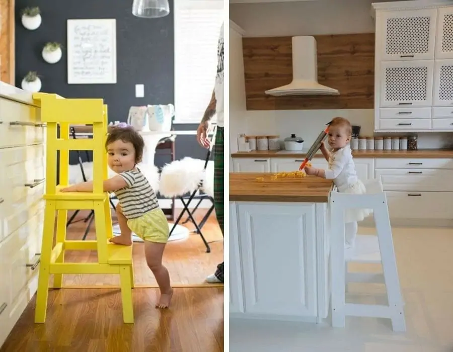 Un marche pied pour les enfants dans une cuisine